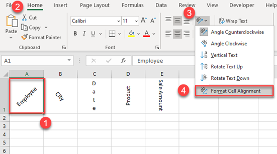 format cell alignment