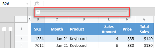 google sheets columns outline bar 1