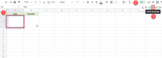 google sheets text orientation