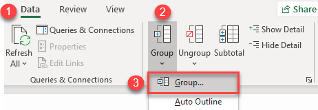 group columns excel 2