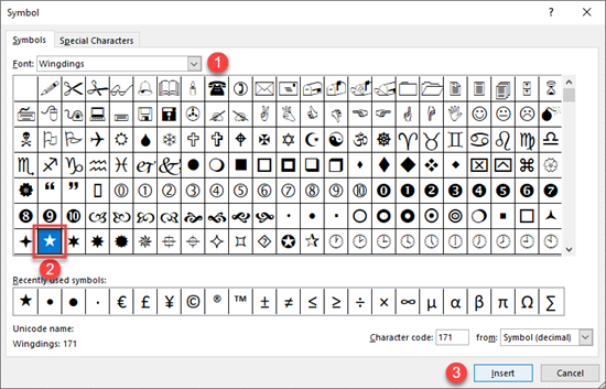 insert symbol in excel 2