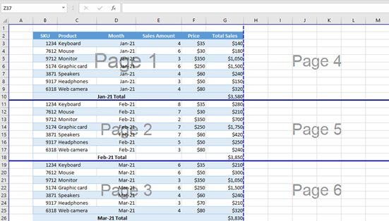 how to insert page breaks in google sheets