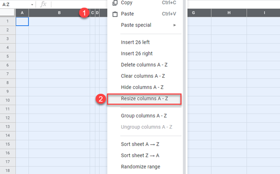 resize columns google sheets