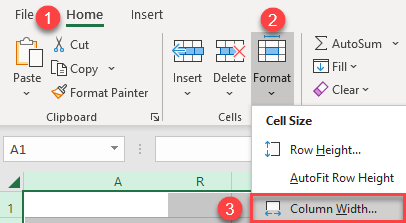 set column width 1