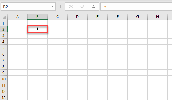 star symbol excel