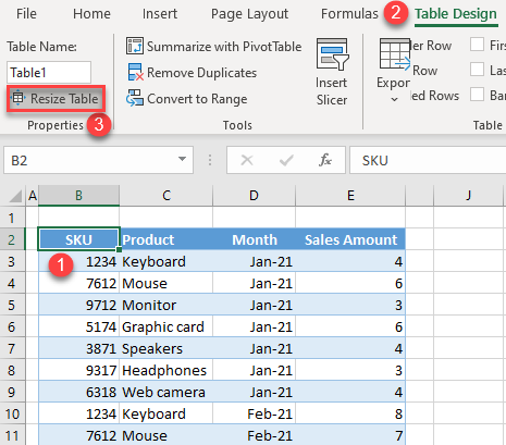 table design resize table