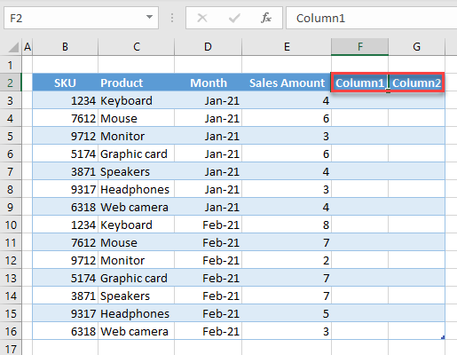 table insert columns