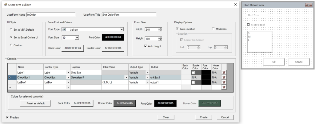 vba userform builder