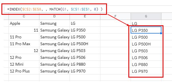 Cascading GS MatchList