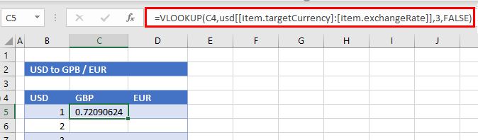 Converter VLOOKUP Formula