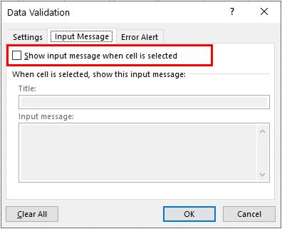 EmailDataValid InputMessage