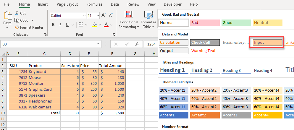 cellstyles format rows