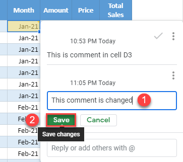 edit comment google sheets