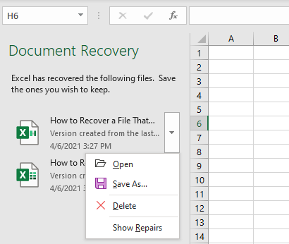 excel document recovery pane 2