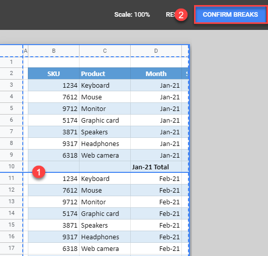 google sheets confirms page break 2