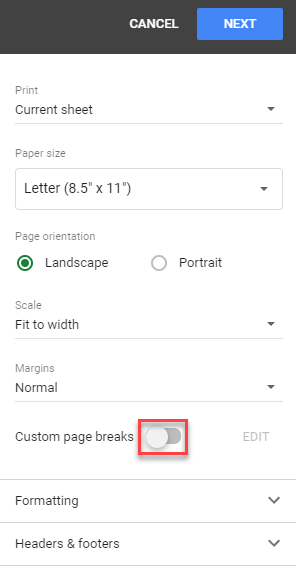 google sheets remove all page breaks 7