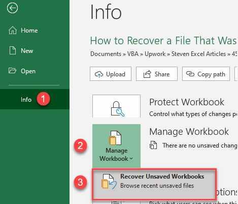 recover unsaved workbooks 2