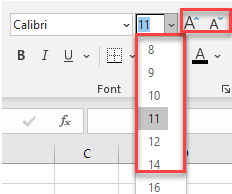 Change Font Size Shortcut
