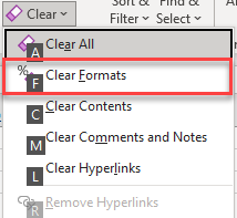 Clear Cell Formatting