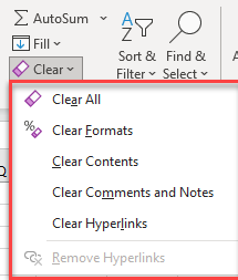 Clear Cells in Excel