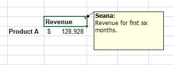 Comments Notes in Excel