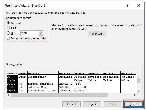 excel text import wizard save settings