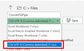 ConvertToPipe SaveAsCSV