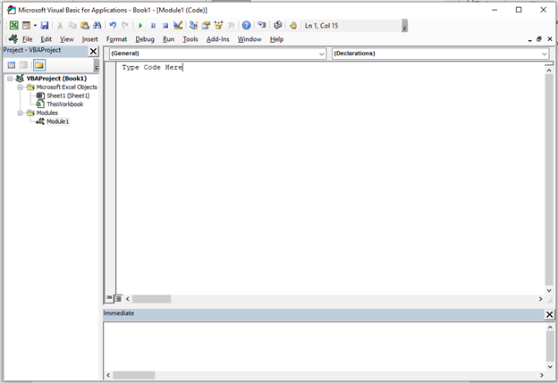 Create A New Module in VBA Editor