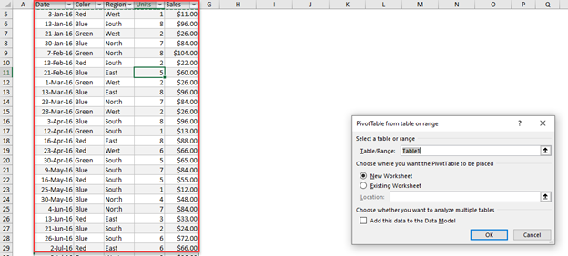 Create PivotTable