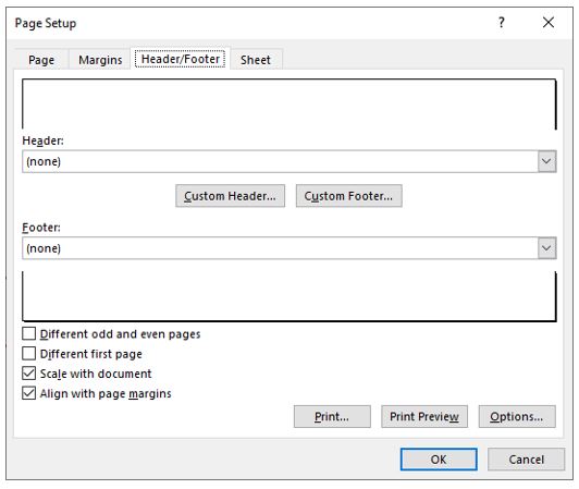 PageSetup-Dialog HeaderFooter tab