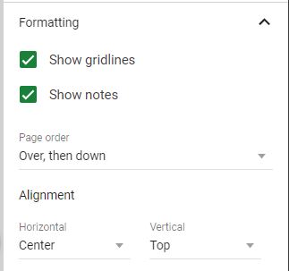 Page Setup GS Formatting