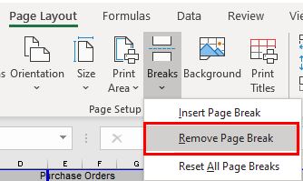 PageSetup PageBreaks RemoveBreak