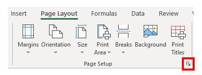 page setup ribbon