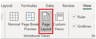 PageSetup View Ribbon