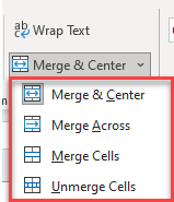 Shortcut to Merge and Unmerge Cells