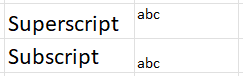 Superscript and Subscript in Excel