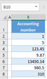 apply accounting number format initial data