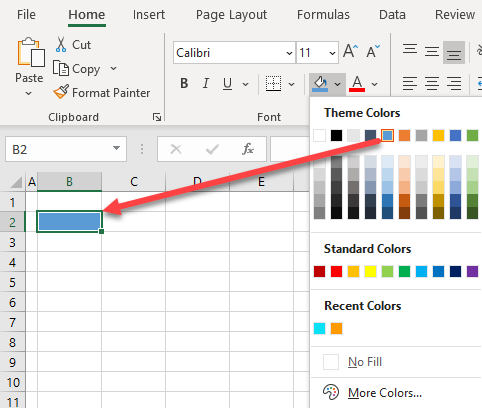 cell background color excel