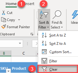 clear multiple column filter