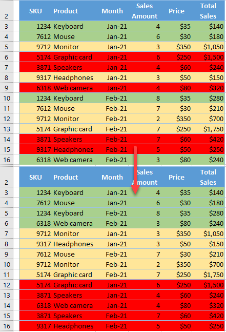 excel sort by color