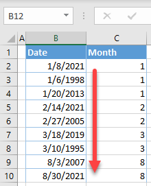 dates sorted by months 1a