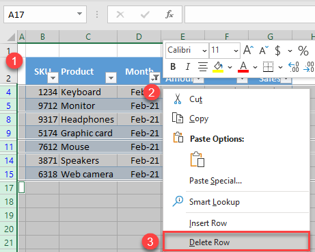 delete filtered rows visible cells