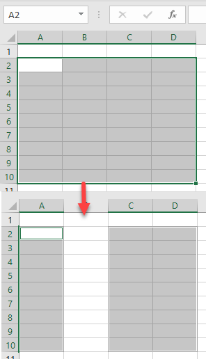 deselect cells initial data