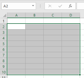 deselect cells initial data