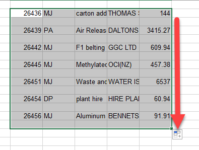 excel copyrows release drag