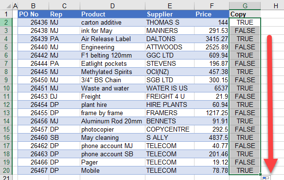 excel-copyrows truefalse copydown