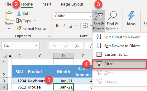 excel filter data range