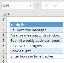 excel to do list