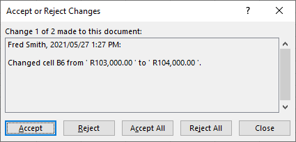 excel track changes accept