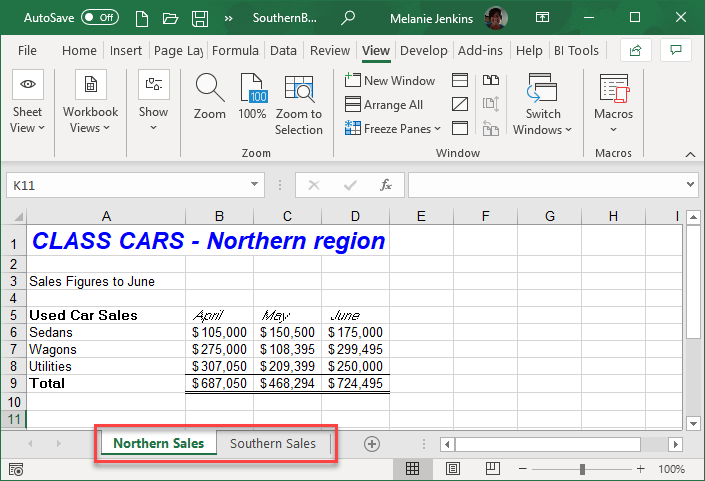 excel view2sheets sheet tabs